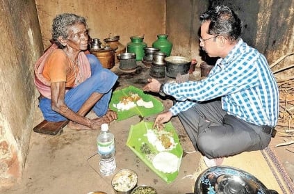 Karur Collector had food with elderly woman