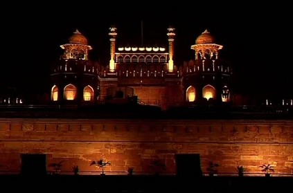 Red Fort illuminated with lamps