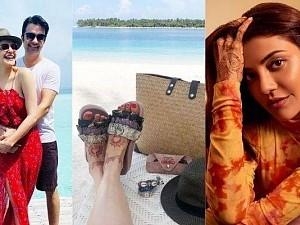 Set of viral holidaying pics from Kajal Aggarwal Gautham Kitchlu honeymoon